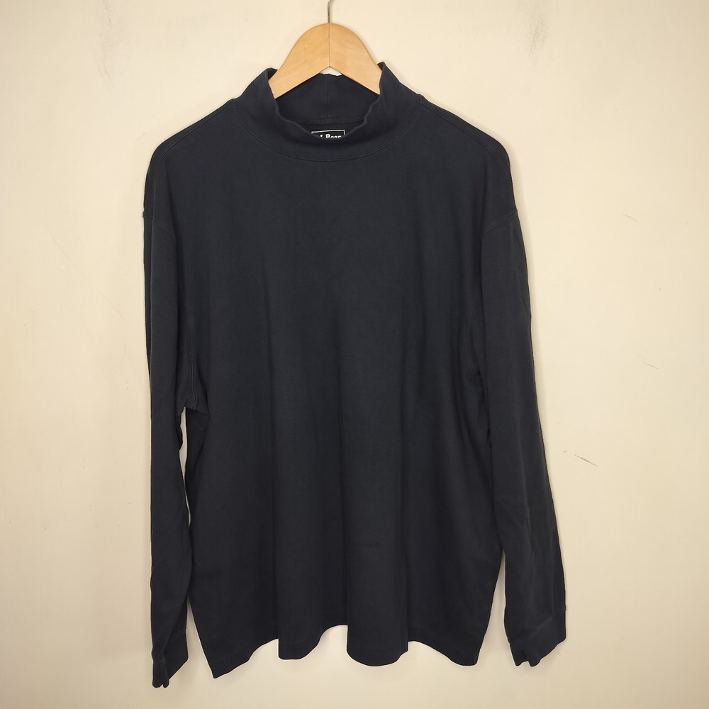 L.L Bean Black Cotton Shirt Long Sleeve Stretch Mock Neck